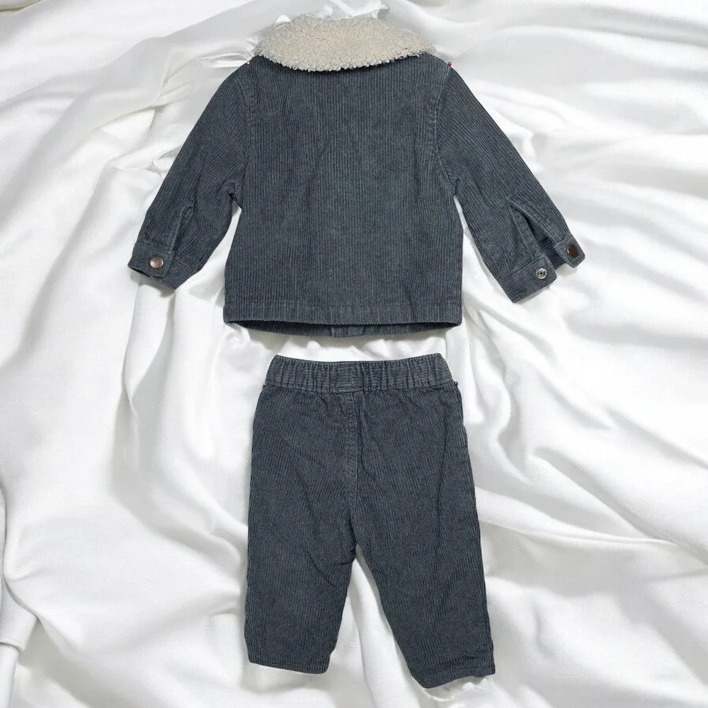 Baby B'gosh Corduroy‎ Outfit Set Sherpa Collar Bomber Jacket and Pants, 6 Months